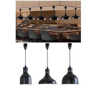 Lampe chauffante Suspendue pour Aliments, avec portée télescopique de 45 à 135 cm, idéale pour Les buffets, Les Cuisines et Les Restaurants (Noire, 18,5 cm).