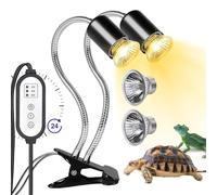 Lampe Chauffante Tortue,25W 50W UVA/UVB Lampe Tortue Terrestre Avec 2 Ampoules Basking Spot,Tortue Lampe Chauffante Terrarium,Lampe chauffante Pour Reptiles Pour Reptiles,Amphibiens,360 ° Adapté