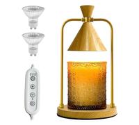 Lampe chauffe-bougie avec minuterie et 3 ampoules de rechange, luminosité réglable, lampe chauffe-bougies, socle en marbre, lampe à fondre la cire pour la maison, décoration de table, cadeaux (A)
