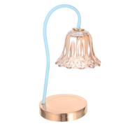 Lampe Chauffe-bougie Fleur Style Européen en Verre et Fer, Socle Stable | Compatible Cire Fondue et Huile Essentielle, Diffuse la Lumière, Pièce Décorative pour Lecture, Maison, Garçon et Filles