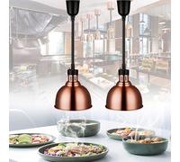 Lampe Chauffe-Plats Cuisine, Couleur Acier/Couleur Cuivre Rouge/Noir Lampe Infrarouge Chauffante Cuisine avec Ampoule 250w, Lampe Chauffante Buffet Réglable 65-175cm (Couleur cuivre Rouge, 2 pcs)