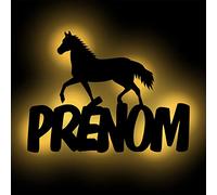 Lampe Cheval Led Murale En Bois Gravé - Veilleuse Déco Avec Prénom Personnalisé Pour Garçons Et Filles - Idée De Cadeau Pour Anniversaires, Baptêmes, Naissance - Couleur Au Choix