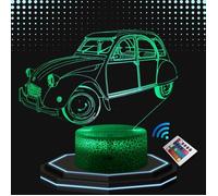 Lampe chevet 3D LED voiture de collection 2CV deux chevaux, Veilleuse changement de couleurs, Lampe tactile bureau chambre vintage