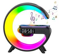 Lampe Chevet avec Chargeur Sans Fil, Lumière de Réveil à Chargement Sans Fil,Haut-Parleur Bluetooth avec Réveil, Reveil Simulateur