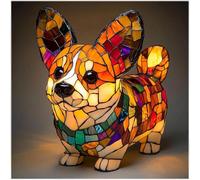 Lampe chien Corgi et carlin - Veilleuse LED en résine teintée pour décoration intérieure, cadeau artisanal pour amoureux des animaux