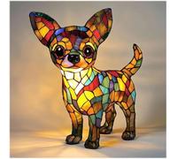 Lampe chien Corgi et carlin - Veilleuse LED en résine teintée pour décoration intérieure, cadeau artisanal pour amoureux des animaux