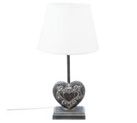 Lampe coeur en bois à poser ""Prati"" - Gris/blanc - H 49 x D 25 cm