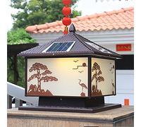 Lampe colonne solaire LED - Éclairage extérieur étanche IP54, design carré simple, colonne en aluminium et abat-jour en verre, parfaite pour la décoration de villa et de jardin