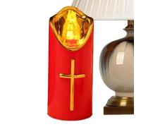 Lampe commémorative réutilisable - Pilier funéraire vacillant | Décoration funéraire avec motif croix dorée clair | émet une lueur douce qui fournit un éclairage sans flamme