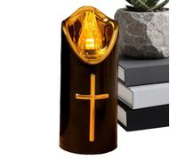 Lampe commémorative réutilisable - Pilier funéraire vacillant | Décoration funéraire avec motif croix dorée clair | émet une lueur douce qui fournit un éclairage sans flamme