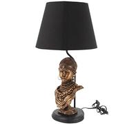 Lampe contemporaine de bureau, abat jour noir Buste Femme Africaine, H 56 cm