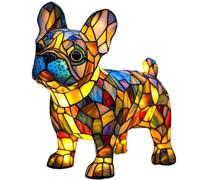 Lampe Corgi et Lampe Carlin,Veilleuse Art Série Chien en Résine, Veilleuse de Table Teintée Bouledogue Français,Table à Led Colorée Sur le Thème des Chiens,Cadeau Amusant Pour Amoureux Des Chiens (G)