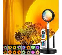 Lampe Coucher de Soleil, Sunset Lamp avec USB, Lumière Arc-en-Ciel Veilleuse LED Réglable en Hauteur 16 Couleurs 4 Modes dynamiques