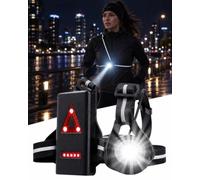 Lampe Course à Pied Rechargeable 500 Lumens, Lampe Thoracique LED Running avec Feu Arrière Rouge, Bande Réfléchissante 360°, Éclairage Running 90° Orientable, IPX5 pour Jogging Trail Sécurité