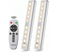 Lampe Cuisine Sous Meuble Lampe Sans Fil Télécommandées Spot Led Lumières Adhésives Pour Toute La Maison Avec Bandeau Magnétique/Timer Automatique On/Off, Argenté 2 Pièces