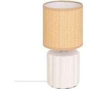 Atmosphera Lampe cylindre Tylia céramique cannage 26 cm Blanc