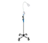 Lampe D’Examen Chirurgical Lampe D’Examen Médical sans Ombre LED sur Pied, Lampe D’Examen à Col De Cygne avec Base Mobile Et Roues, Silver+White, LED-9