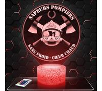 Lampe d'ambiance LED moderne Logo Pompier Coeur Chaud Soldat du feu, idée cadeau deco Pompier Lampe bureau salon homme Idée cadeau noel fan de Logo Pompier Coeur Chaud TOP