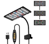 Lampe D'aquarium a Clipser,3 Modes D'éclairage,Spectre Complet,Minuterie/Luminosité Réglables avec Tige de Lampe Rotative a 360° pour Aquariums