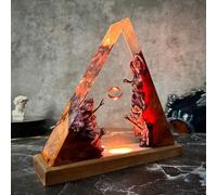 Lampe d'art en résine époxy « The One Ring », diorama de la terre moyenne avec veilleuse LED, sculpture et décoration de bureau à collectionner Multicolored lights
