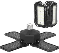 Lampe d'atelier LED TRMLBE 60W Lampe de garage avec 4 panneaux rabattables à 90° Plafonnier IP44 Lampe d'atelier pour douille de lampe E26/E27, blanc froid