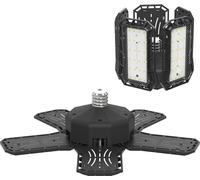 Lampe d'atelier LED TRMLBE 72W Lampe de garage avec 4 panneaux rabattables à 90° Plafonnier IP44 Lampe d'atelier pour douille de lampe E26/E27, blanc froid