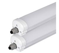 Lampe de baignoire LED, lampe de pièce humide, lampe de garage, lampe d'entrée, plafonnier, plastique blanc, résistant aux jets, 36W 4320lm 4000K blanc neutre, L 120 cm, lot de 2