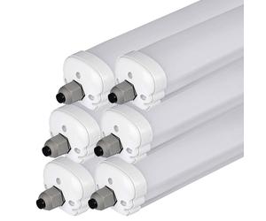 Lampe de baignoire LED, lampe de pièce humide, lampe de garage, lampe d'entrée, plafonnier, plastique blanc, résistant aux jets, 36W 4320lm 4000K blanc neutre, L 120 cm, lot de 6