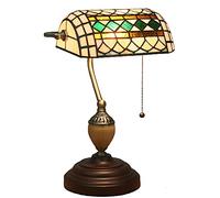 Lampe de banquier Antique de Style Tiffany, vitrail de Style méditerranéen, Lampe de Table de café, Base en Alliage de Zinc, Lampe de Piano pour Lecture, Chambre à Coucher, Cadeau, D