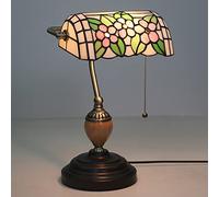 Lampe de banquier de Style Tiffany en Verre teinté, Table de Chevet Pastorale, Lampe de Piano Vintage avec Base en Alliage de Zinc pour Chambre à Coucher, Bar, décoration de la Maison, F