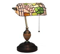 Lampe de banquier en Verre teinté de Style Tiffany, Lampes de Table à Fleurs pastorales, Lampes de Bureau Vintage pour café, Bar, Salle d'étude, Chambre à Coucher, Base en Alliage de Zinc, C