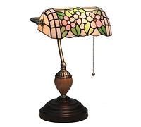 Lampe de banquier en Verre teinté de Style Tiffany, Lampes de Table à Fleurs pastorales, Lampes de Bureau Vintage pour café, Bar, Salle d'étude, Chambre à Coucher, Base en Alliage de Zinc, C