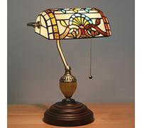 Lampe de banquier en vitrail de Style Tiffany, Lampe de Table Baroque, Lampe de Piano de Chevet Vintage pour Chambre à Coucher, café, Bar, Bureau, Lampe de Bureau, Base en Alliage de Zinc