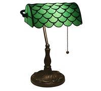 Lampe de banquier en vitrail Vert de Style Tiffany, Lampes de Table de Chambre à Coucher méditerranéennes, Lampes de Lecture Vintage avec Base en Alliage de Zinc pour café, Bar, Salle d'étude