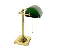 Lampe de Banquier Laiton Verre 34 CM Tirette Vert E27 Pivotant Tischleuchte
