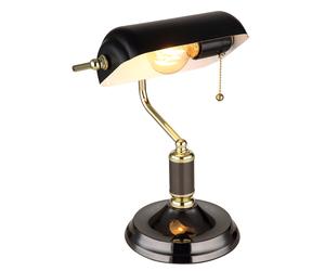 Lampe de banquier lampe de table lampe de lecture noire lampe de bureau dorée lampe de salon, métal, 1x E27, LxlxH 26,5x18x 34 cm