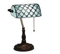 Lampe de banquier, Lampe, Lampe de Bureau, Lampe Vintage, Lampe de Table, Lampes de Chevet, Lampes de Lecture pour Table de Chevet, Bureau d'étude, Base en Alliage, W11 H15, Perles de Cristal