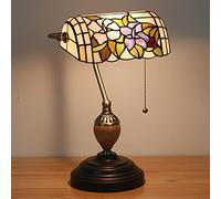 Lampe de banquier, Lampe, Lampe de Bureau, Lampe Vintage, Lampe de Table, Lampes de Chevet, Lampes de Lecture pour Table de Chevet, Bureau d'étude, Base en Alliage, W11 H15, Hibiscus
