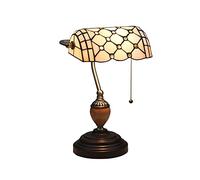 Lampe de banquier, Lampe, Lampe de Bureau, Lampe Vintage, Lampe de Table, Lampes de Chevet, Lampes de Lecture pour Table de Chevet, Bureau d'étude, Base en Alliage, W11 H15, Perle de Cristal Bleue