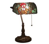 Lampe de banquier, Lampe, Lampe de Bureau, Lampe Vintage, Lampe de Table, Lampes de Chevet, Lampes de Lecture pour Table de Chevet, Bureau d'étude, Base en Alliage, W11 H15, Fleur de Raisin