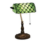 Lampe de banquier, Lampe, Lampe de Bureau, Lampe Vintage, Lampe de Table, Lampes de Chevet, Lampes de Lecture pour Table de Chevet, Bureau d'étude, Base en Alliage, W11 H15, Perles de Cristal