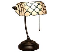 Lampe de banquier, Lampe, Lampe de Bureau, Lampe Vintage, Lampe de Table, Lampes de Chevet, Lampes de Lecture pour Table de Chevet, Bureau d'étude, Base en Alliage, W11 H15, Perle Bleue t