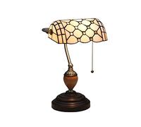 Lampe de banquier, Lampe, Lampe de Bureau, Lampe Vintage, Lampe de Table, Lampes de Chevet, Lampes de Lecture pour Table de Chevet, Bureau d'étude, Base en Alliage, W11 H15, Perle de Cristal dorée