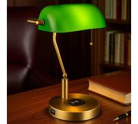 Lampe de Banquiers Table Éclairage Lecture USB sans Fil Charge Rétro Glas Bureau