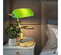 Lampe de Banquiers Table Éclairage Lecture USB sans Fil Charge Rétro Glas Bureau