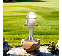 Lampe de base d'extérieur en véritable laiton antique en nickel mat IP54 E27 maritime pour allées jardin terrasse lampe d'extérieur lampadaire lampe de chemin lampe de base