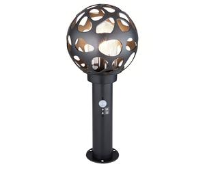 Lampe de base LED avec détecteur de mouvement lampe de chemin de boule avec détecteur de mouvement lampadaire extérieur, acier inoxydable anthracite, 1x 7W 806Lm 2700K blanc chaud, H 45 cm
