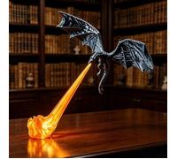 Lampe de Bibliothèque Dragon Fantasy LED Sculpture 3D Dragon Cracheur de Feu Lampe d'Étagère Décorative Bureau Vitrine VEILLEUSE