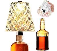 Lampe de bouteille sans fil, avec abat-jour encristal, commande tactile, gradation 3 couleurs avec rechargeable par USB, compatible avec presque toutes les bouteilles, pour bar et chambre à coucher