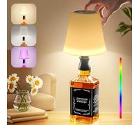 Lampe de Bouteille Sans Fil,Tactile et réglable 3 Températures de Couleur&RGB LED Lampe de Table, Abat-Jour Bouteille Rechargeable par USB-C, IP54 Etanche pour Restaurant,Chambre, Café ou cadeau